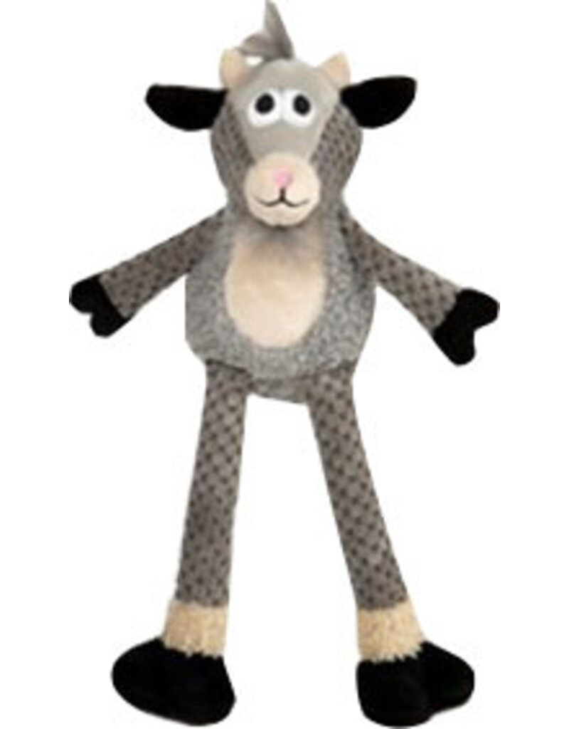 Quaker Pet Group Godog Checkers Skinny Peanut Goat Dog Toy Gray