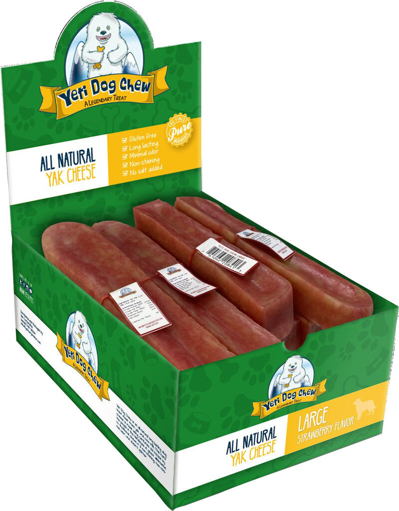 Yeti Pet Products Yeti Flavored Dog Chew Lg 3.5 Oz Strawberry