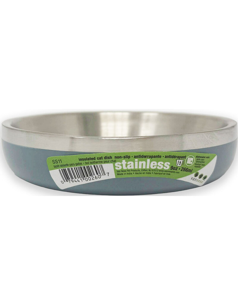 Van Ness Van Ness Insulated Stainless Steel Cat Bowl 9 Oz Blue