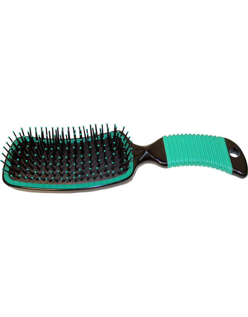Partrade Curved Handle Mane and Tail Brush Green 9 In