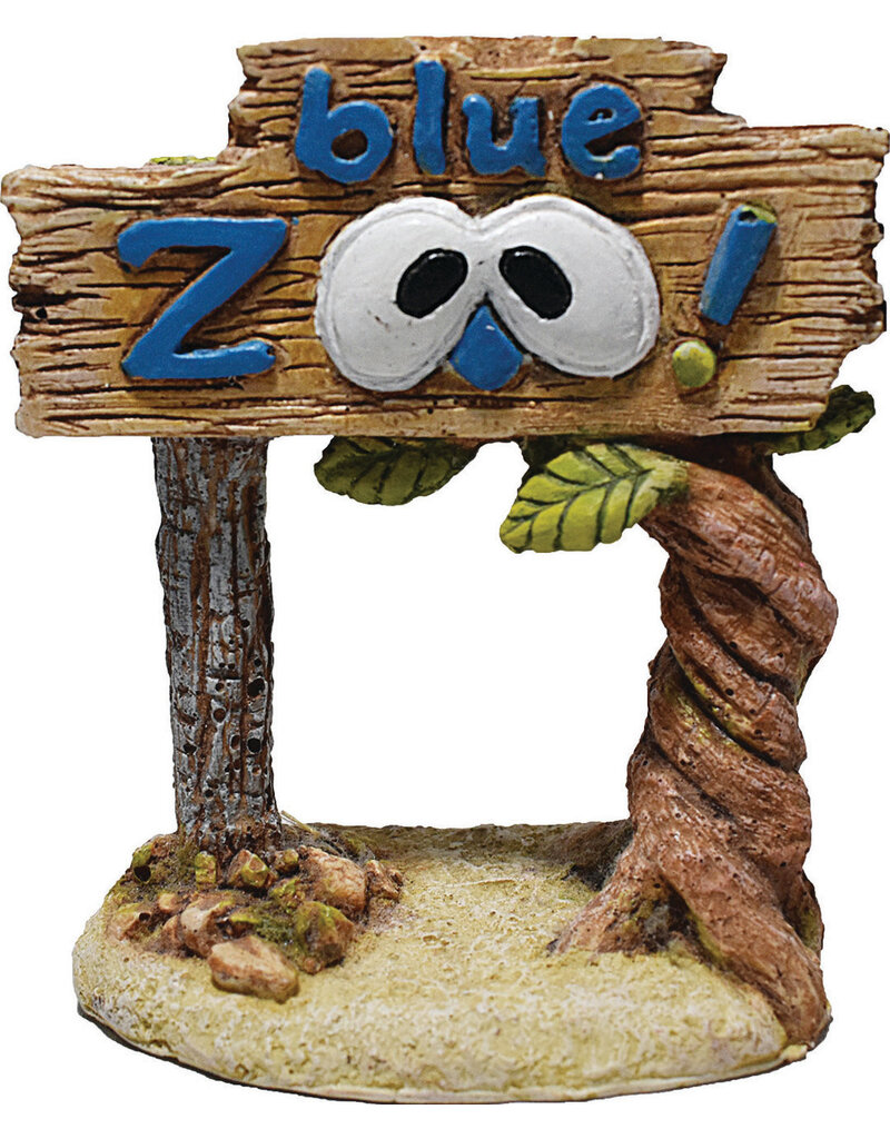 Hikari Hikari Weird Waters Blue Zoo Sign Aquarium Ornament 3 In