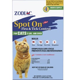 Zodiac Zodiac Spot On Plus Flea/Tick for Cats-4mo. Supply