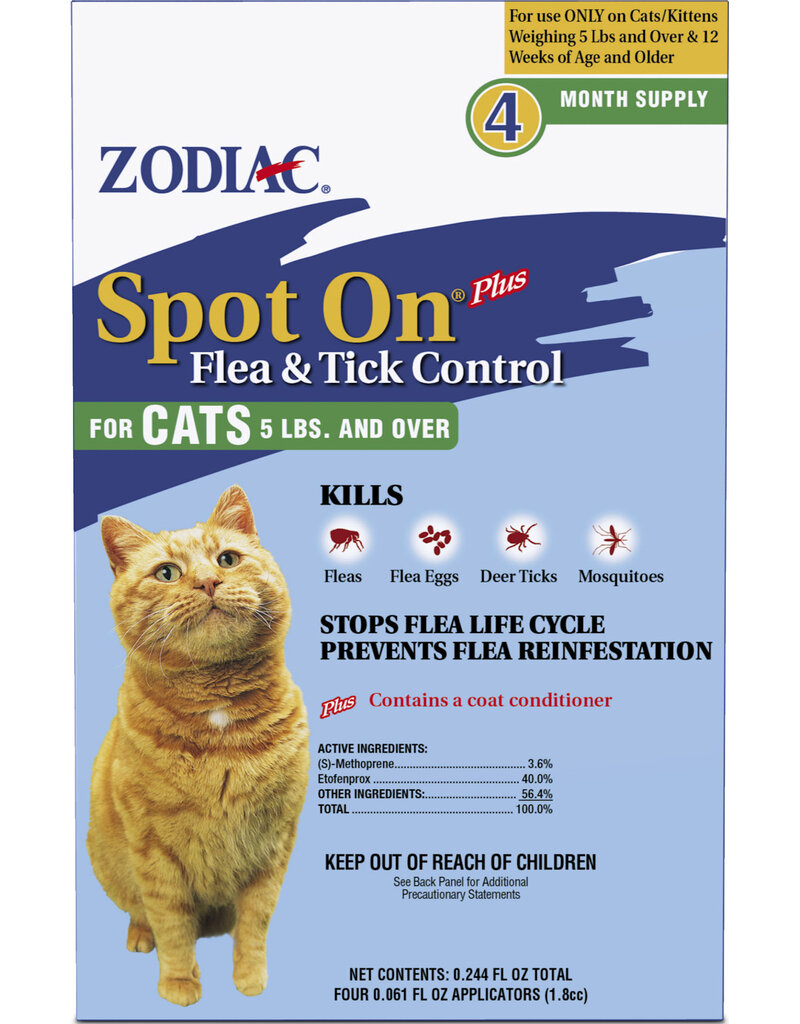 Zodiac Zodiac Spot On Plus Flea/Tick for Cats-4mo. Supply