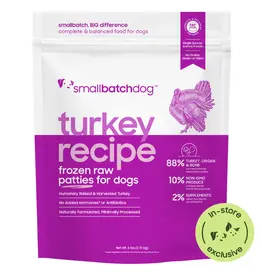 Small Batch Small Batch Dog Food Frozen Raw Turkey Patties 6 Lb