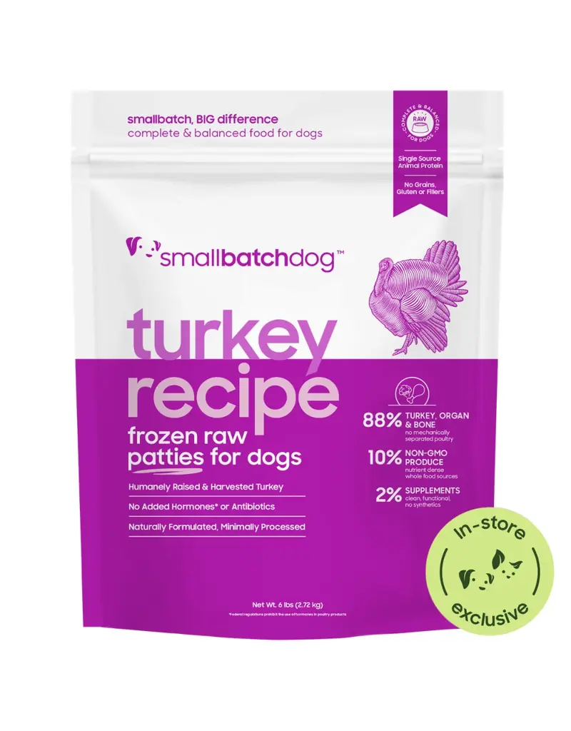Small Batch Small Batch Dog Food Frozen Raw Turkey Patties 6 Lb