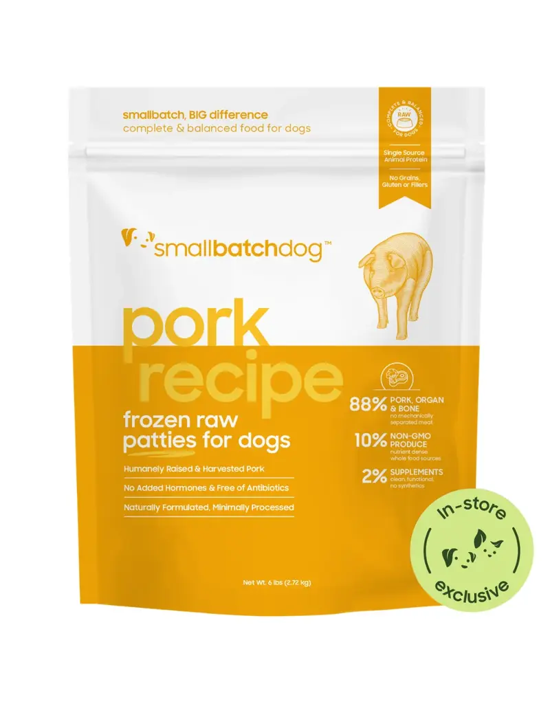Small Batch Small Batch Dog Food Frozen Raw Pork Patties 6 Lb