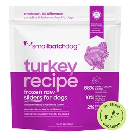 Small Batch Small Batch Dog Food Frozen Raw Turkey Sliders 3 Lb