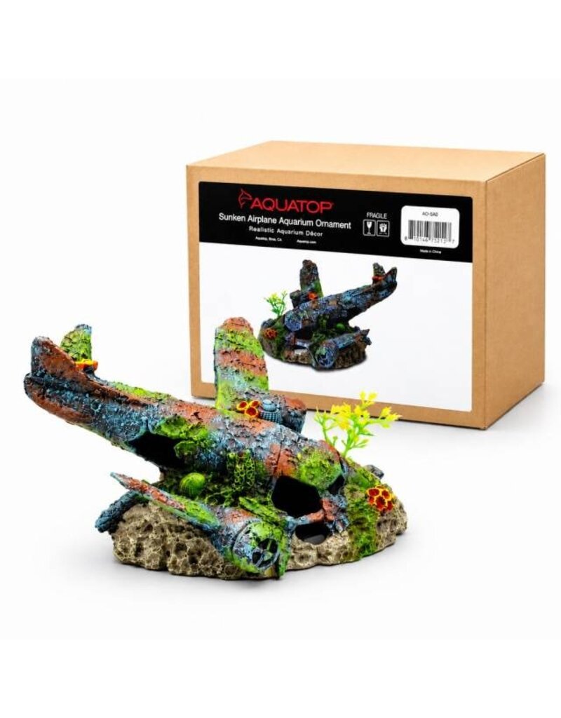 Aquatop Sunken Airplane Aquarium Ornament 8.2X6X5.5 In