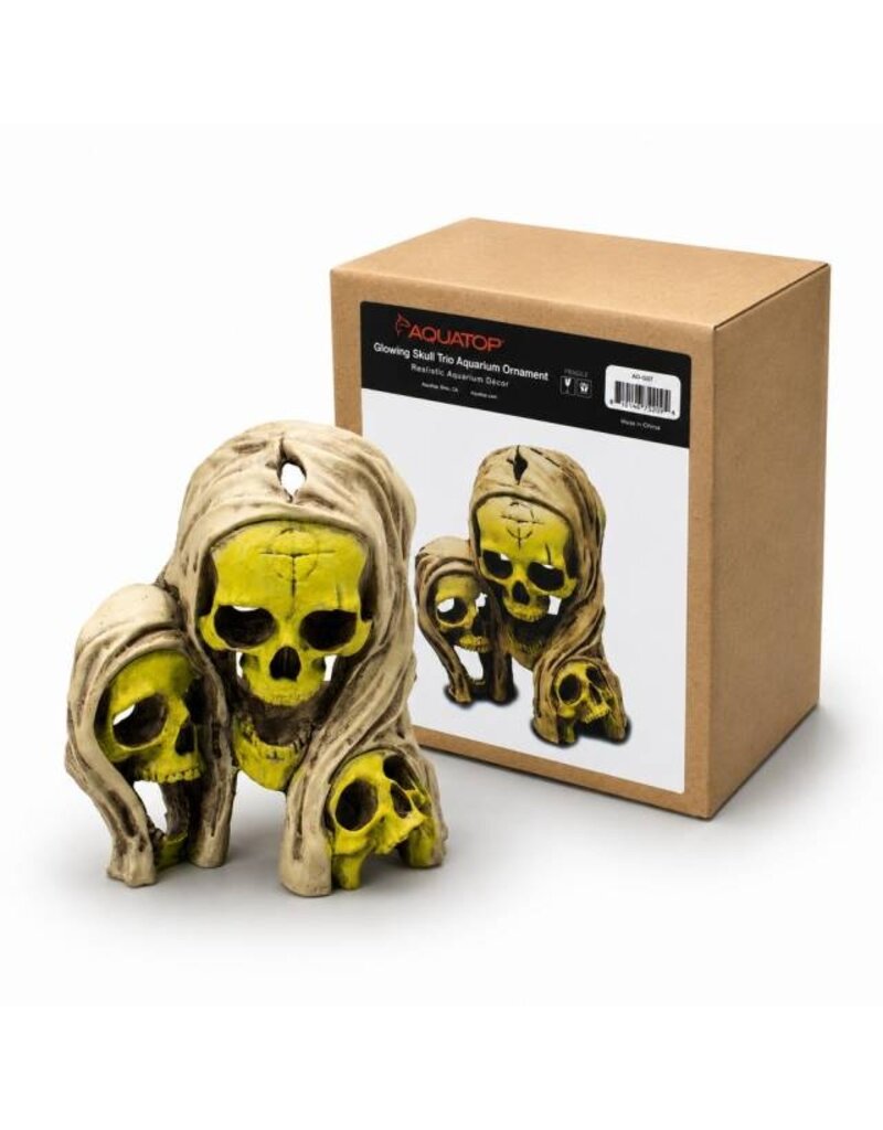 Aquatop Skull Trio Aquarium Ornament 3.6X4.6X2.9 In