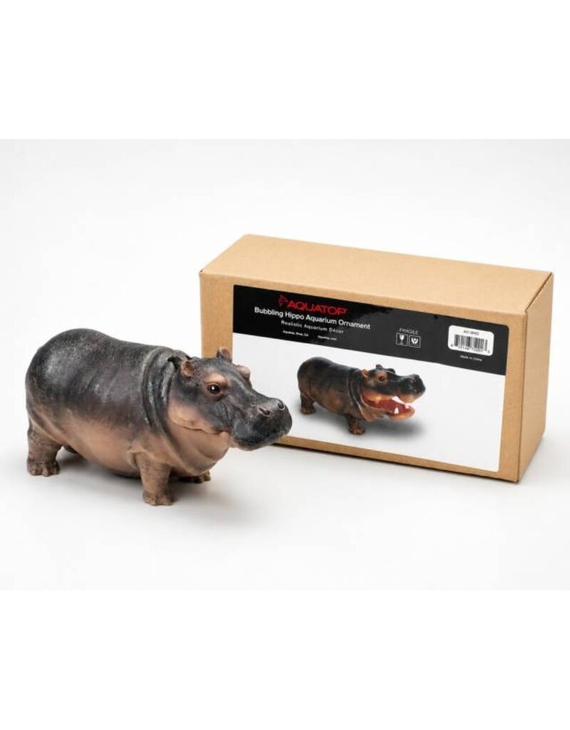 Aquatop Bubbling Hippo Aquarium Ornament 6.1X3.3X2.4 In