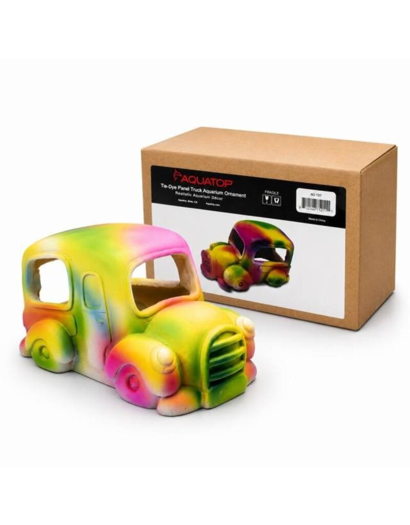 Aquatop Tie Dye Truck Aquarium Ornament 5.3X3.7X3.3 In