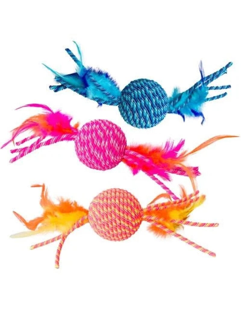 Ethical Pet Ethical Pet Elasteeez Ball With Feathers Cat Toys