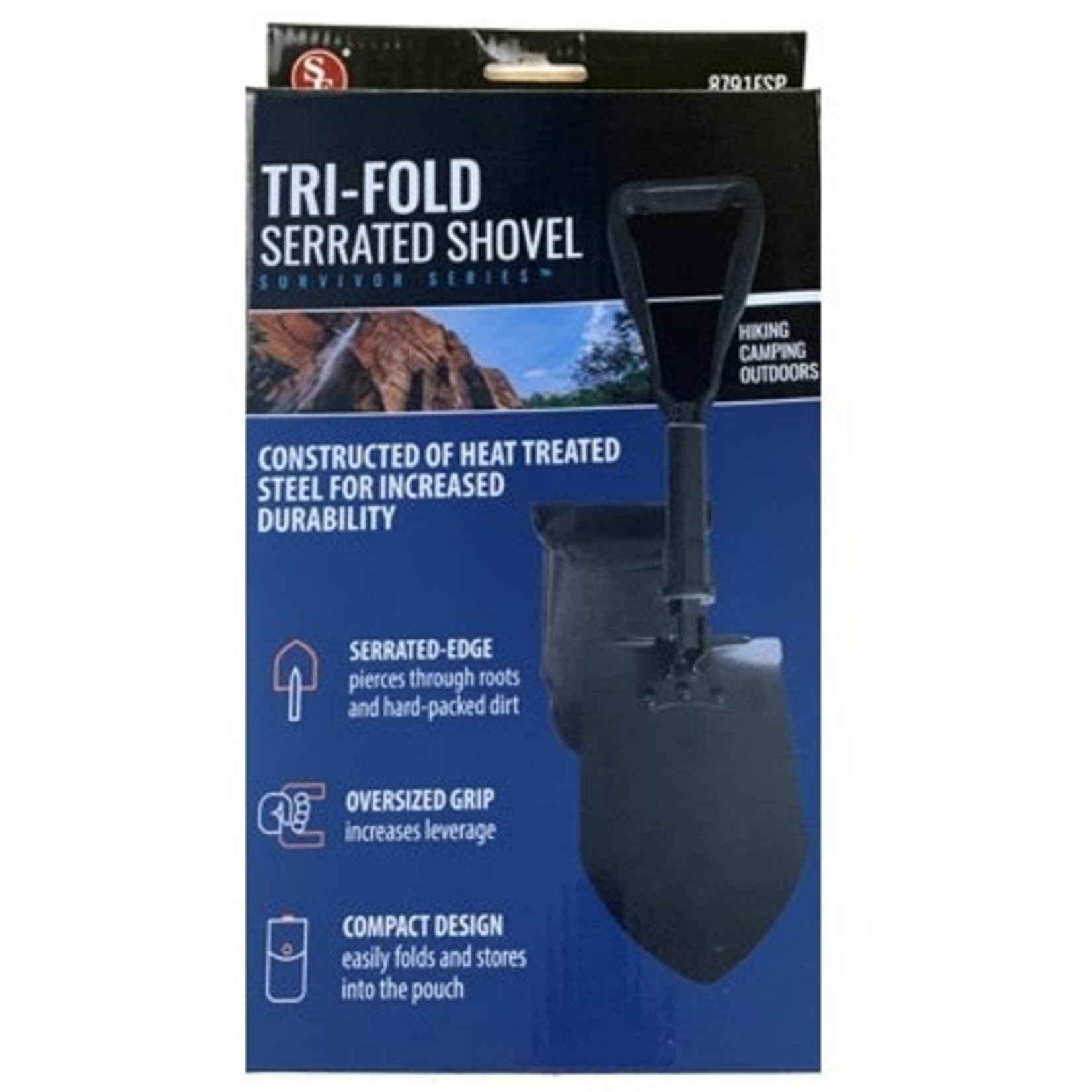 Sona SE 23" Black Tri-Fold Serrated Shovel W/Carrying Case