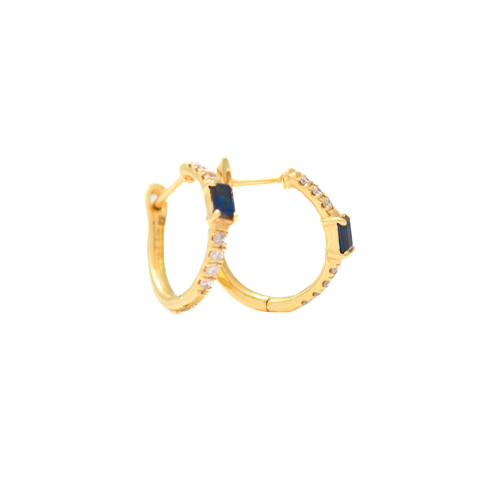 Sapphire Diamond Hoops 18k