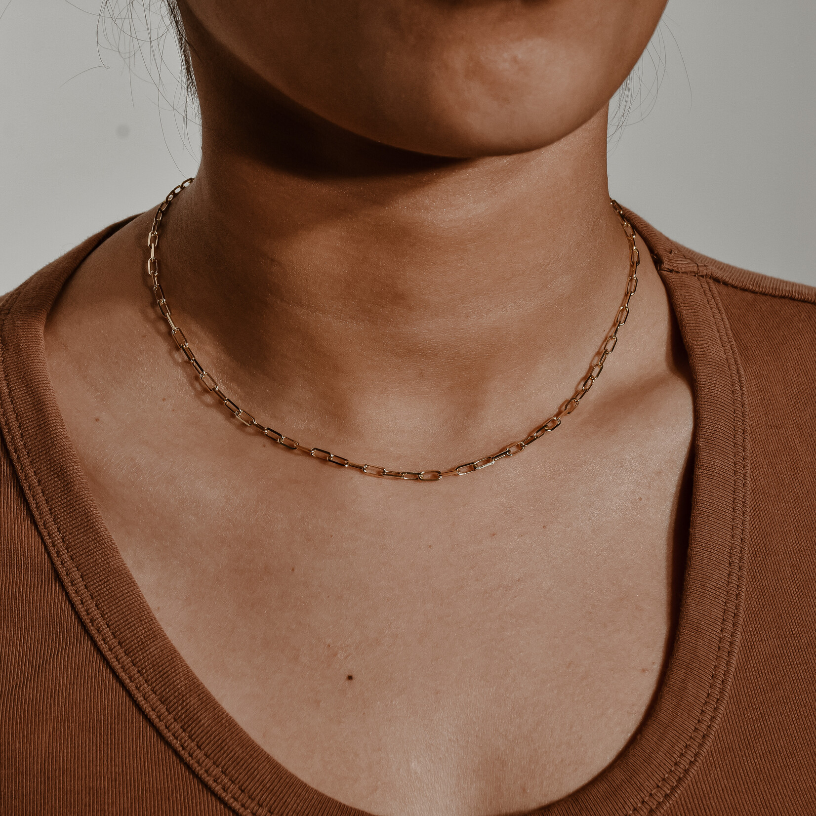 solid paperclip chain 14k 16"