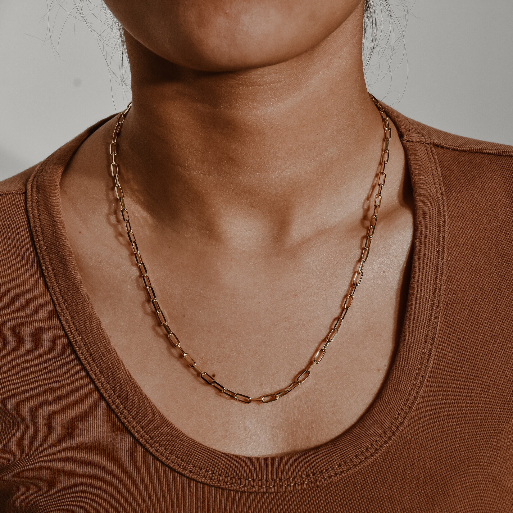 solid paperclip chain 14k 20"