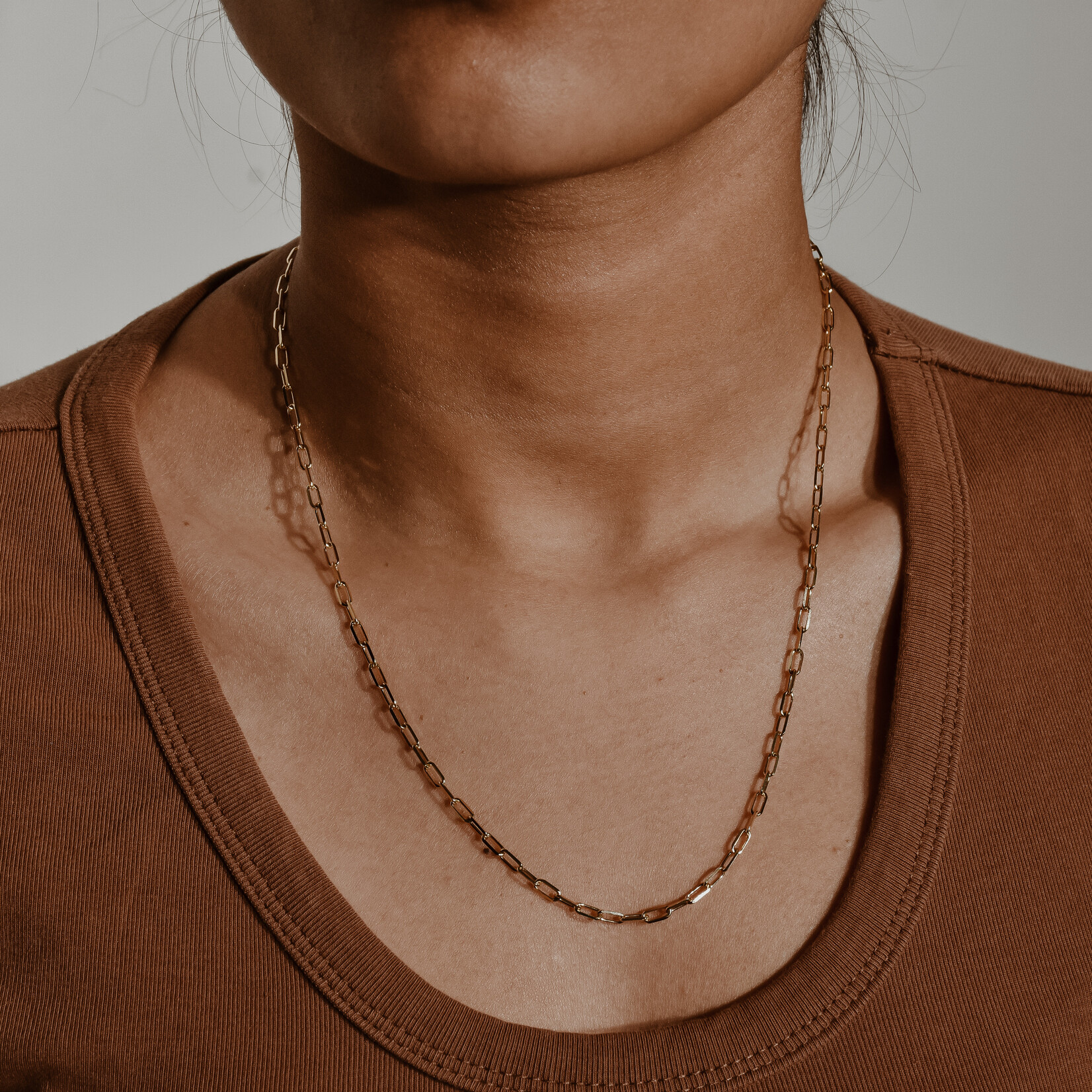 solid paperclip chain 14k 20"