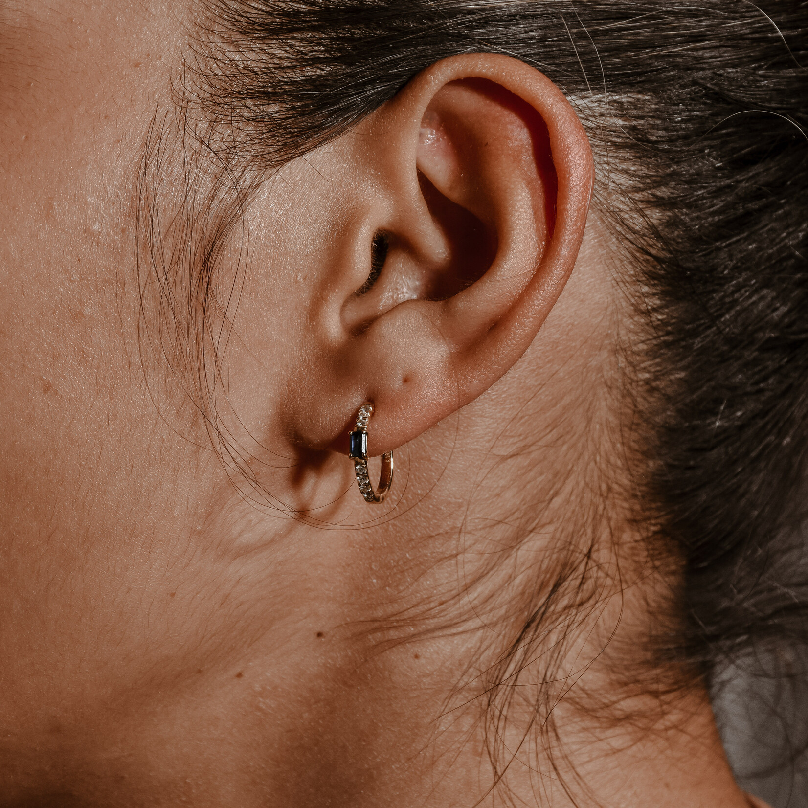 Sapphire Diamond Hoops 18k