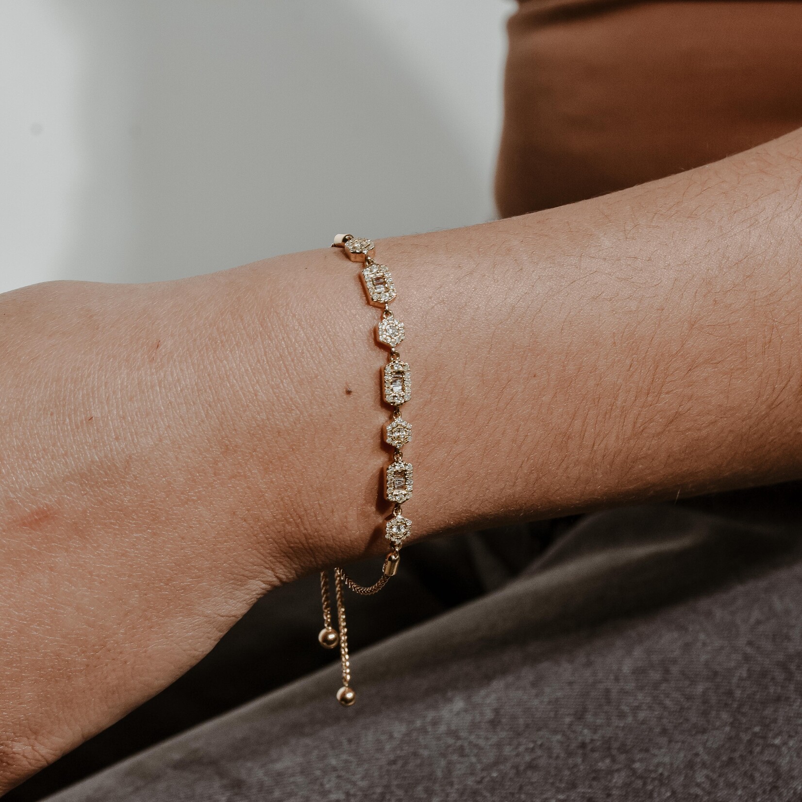 diamond drawstring bracelet 14k