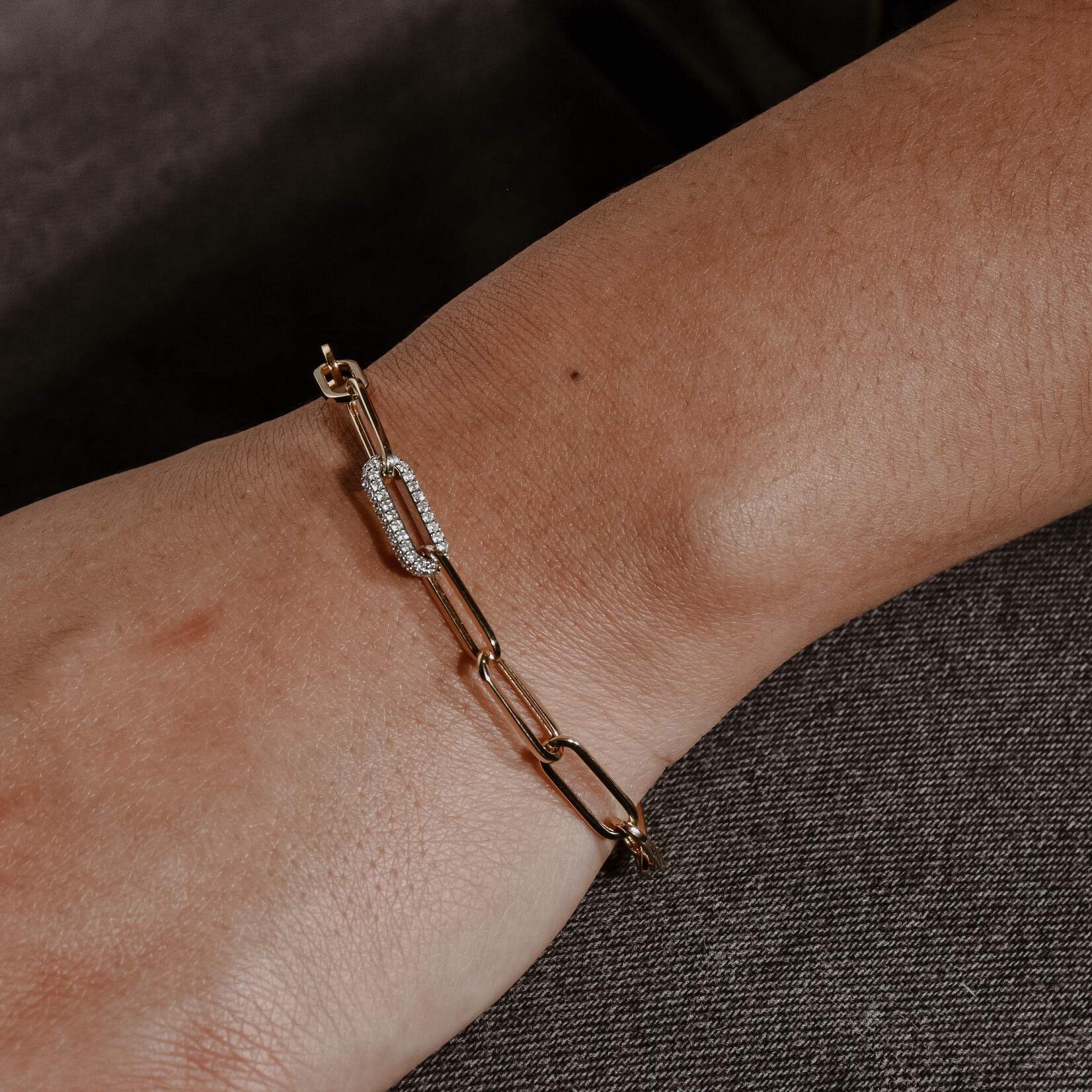 paperclip diamond bracelet 14k