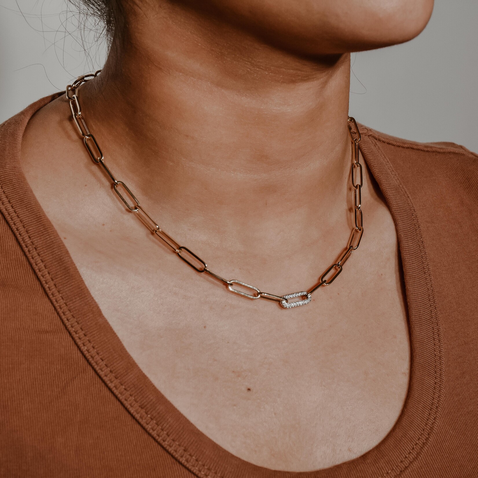 Paperclip Diamond  Chain 14k