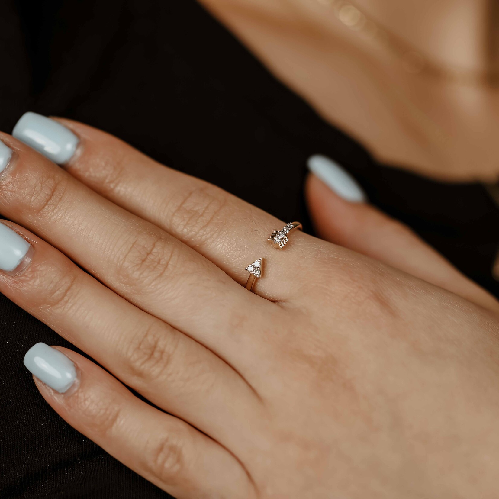 open arrow diamond ring 10k