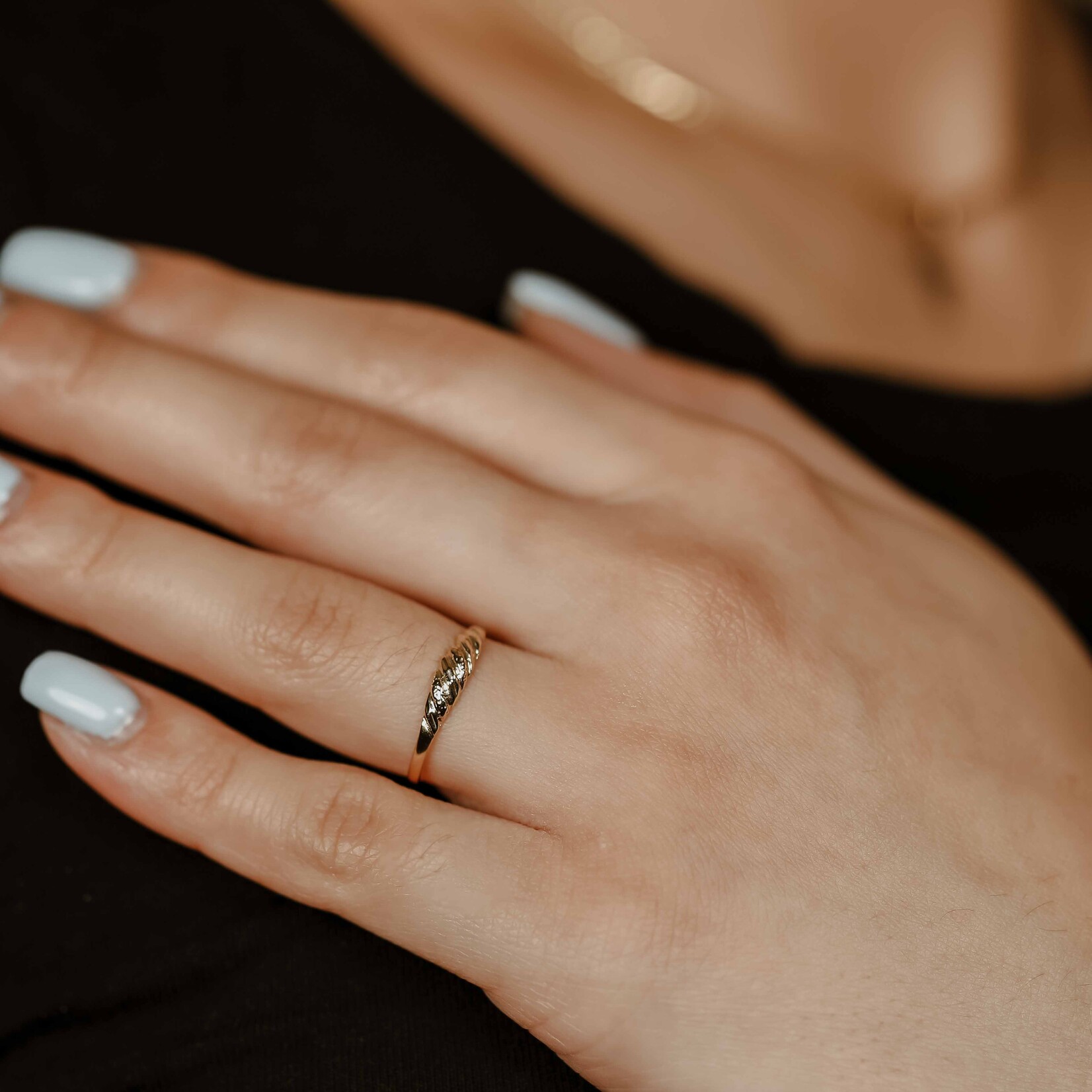 Small Textured Dome Ring 10k