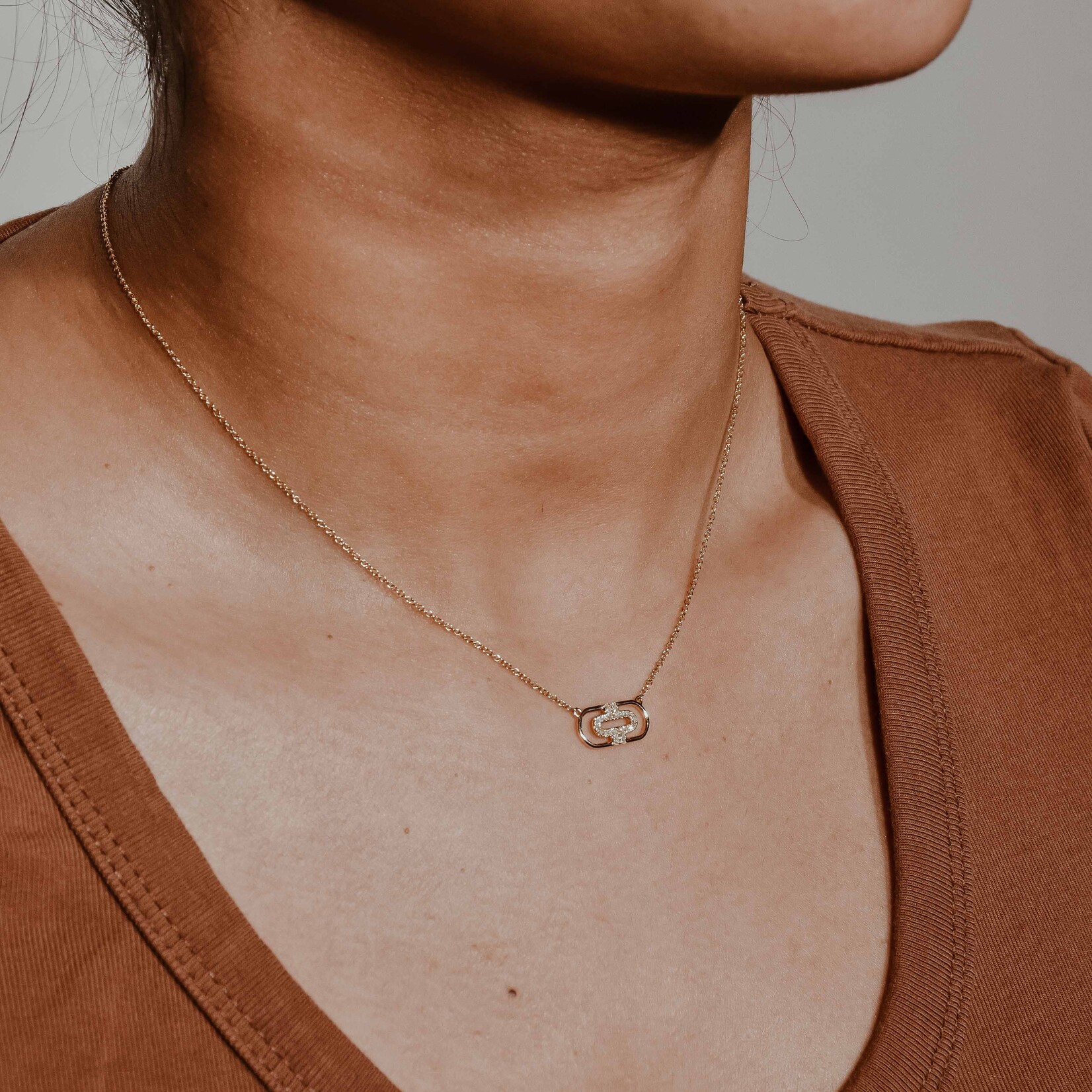 diamond paperclip necklace 14k