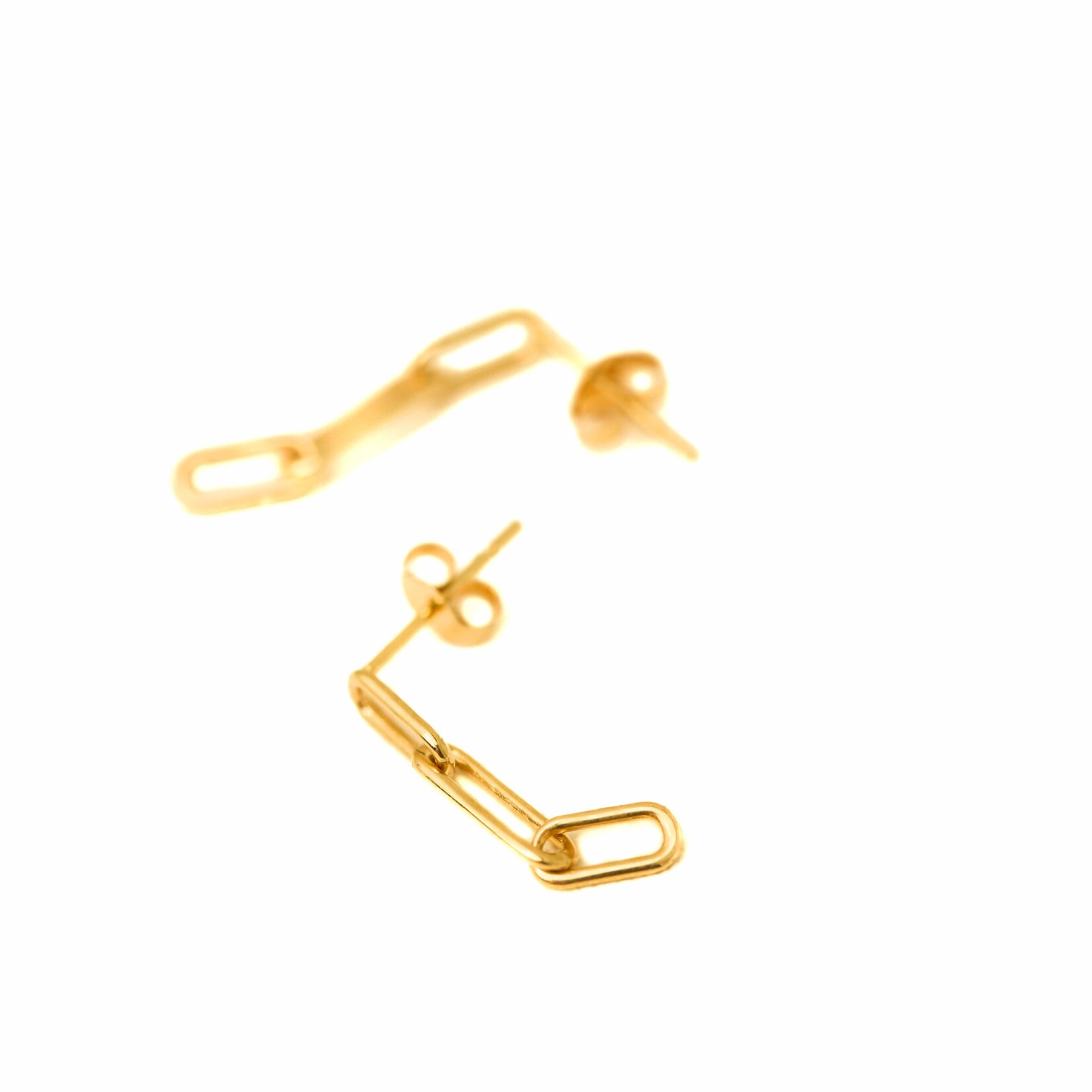 link dangle studs 14k