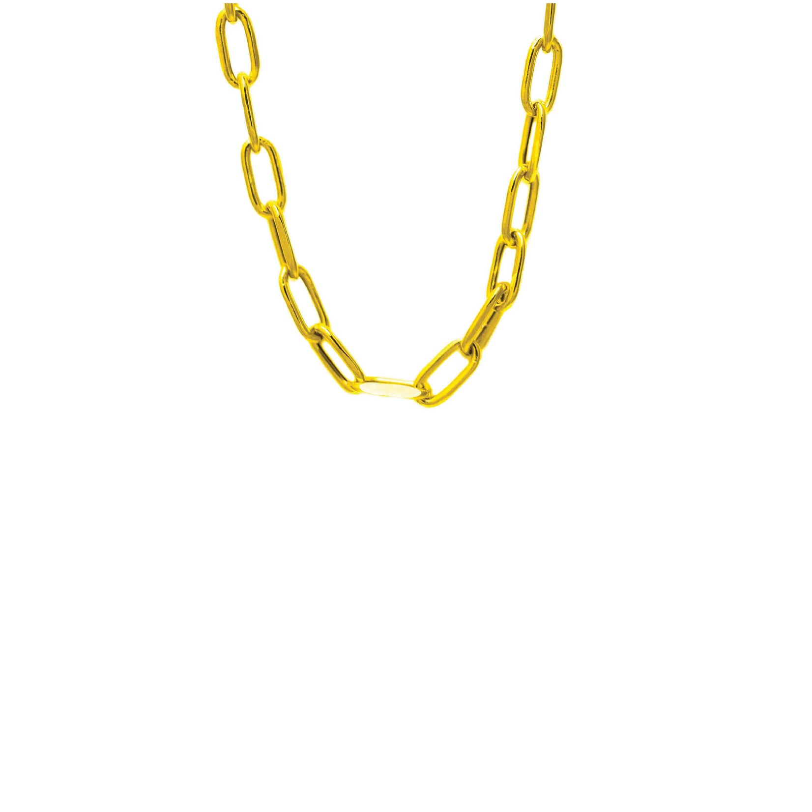 hollow paperclip chain 10k 16" 3mm