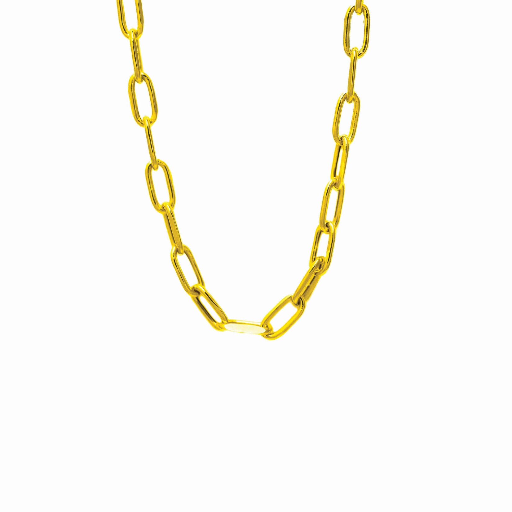 hollow paperclip chain 10k 18" 3mm