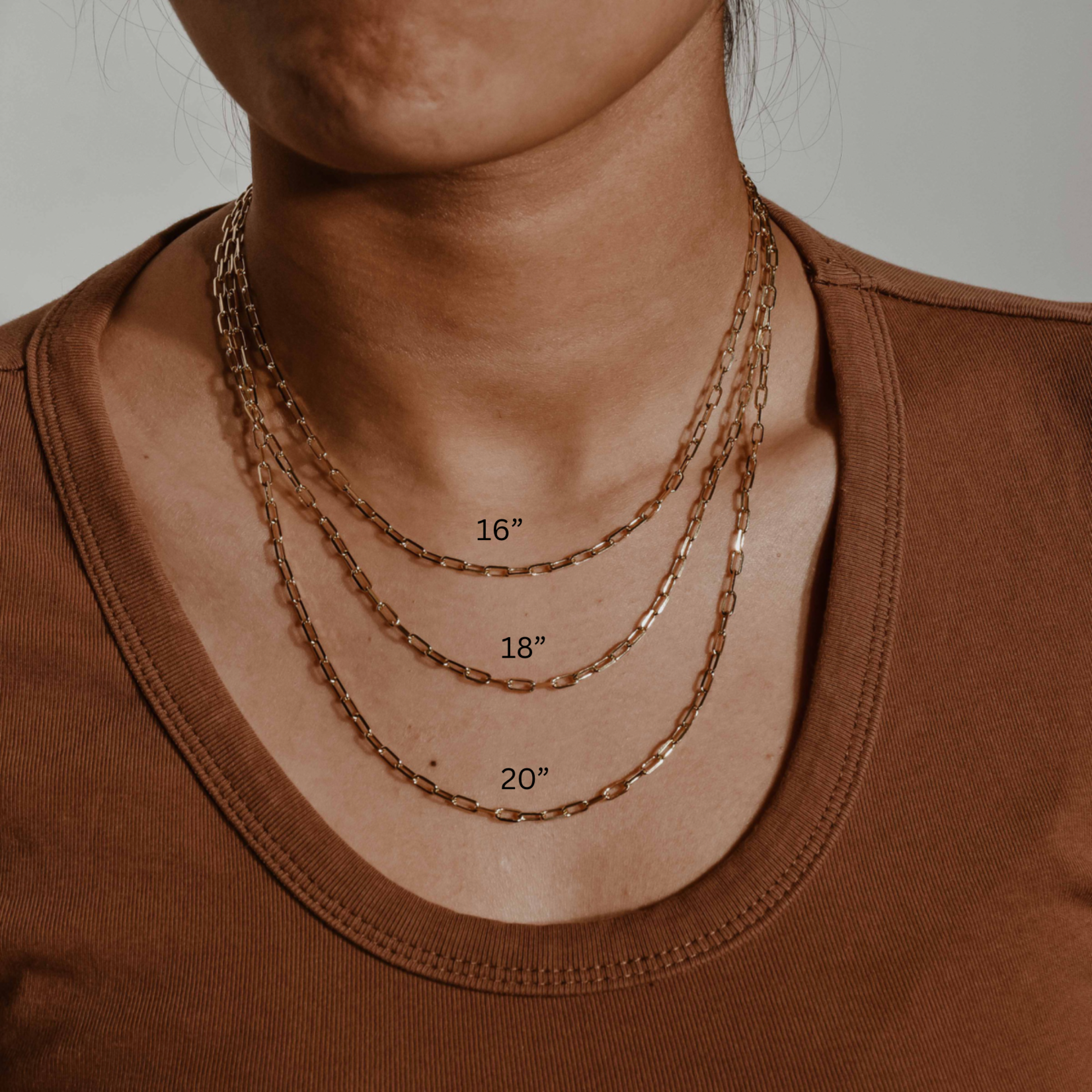 hollow paperclip chain 10k 18" 3mm