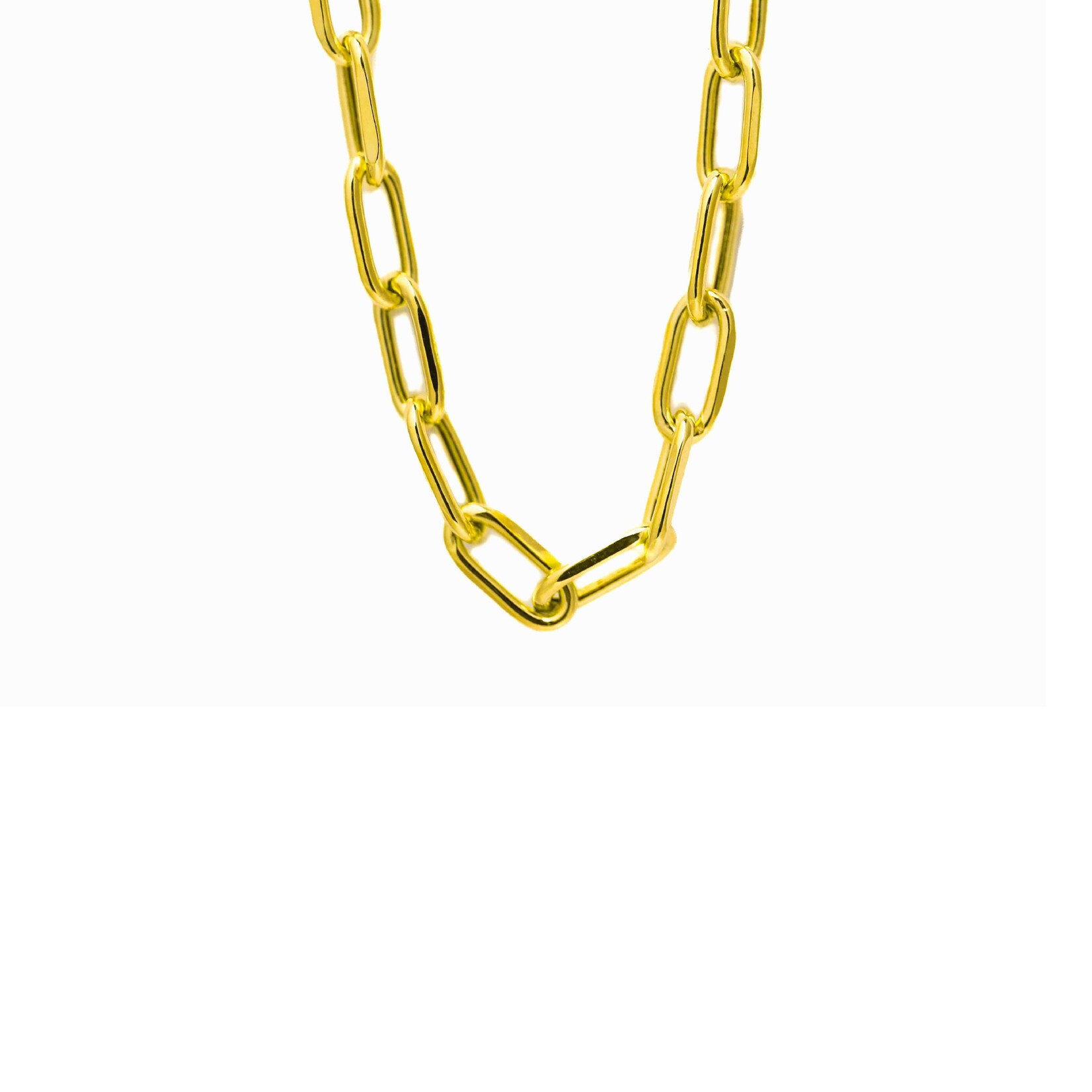 hollow paperclip chain 10k 16" 4mm