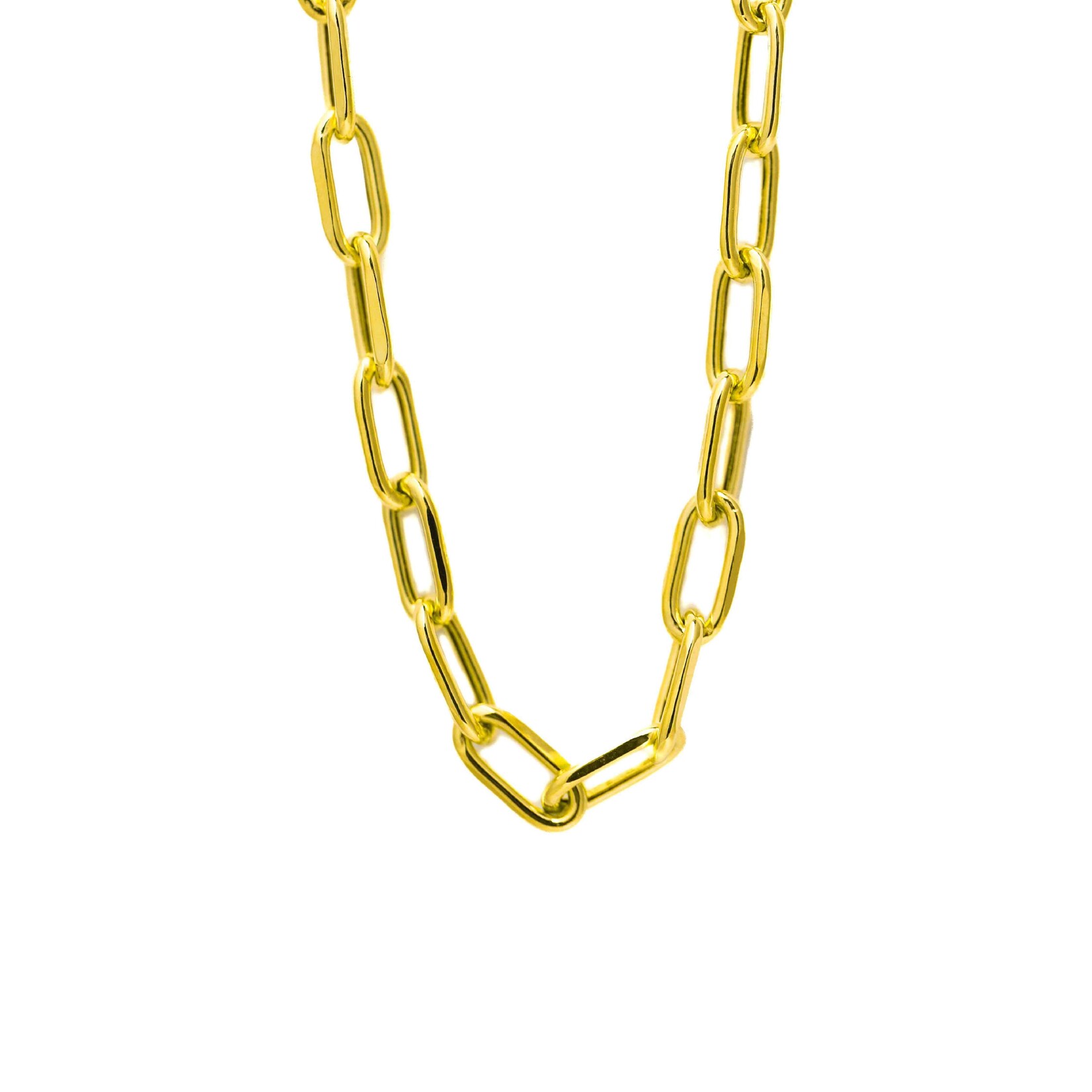 hollow paperclip chain 10k 18" 4mm