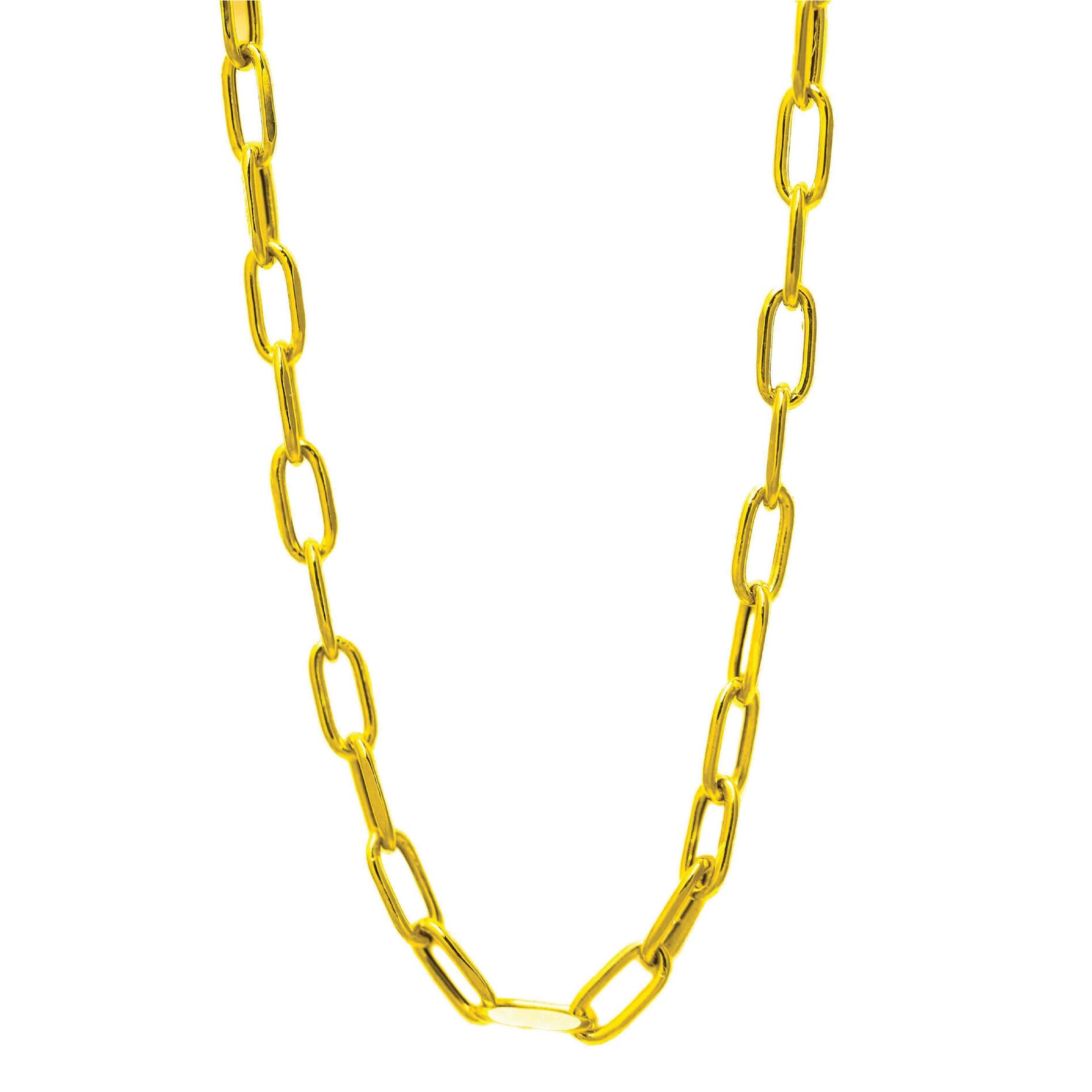 hollow paperclip chain 10k 22" 4mm