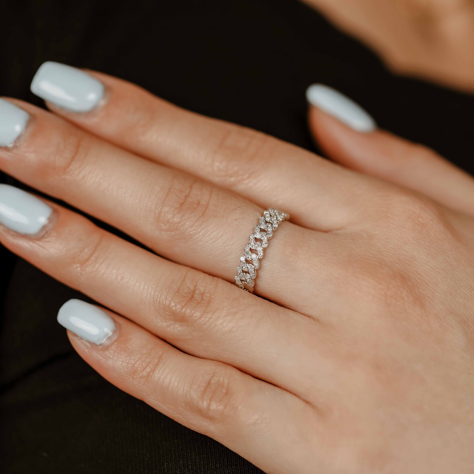 DIAmond white CUBAN RING 14k