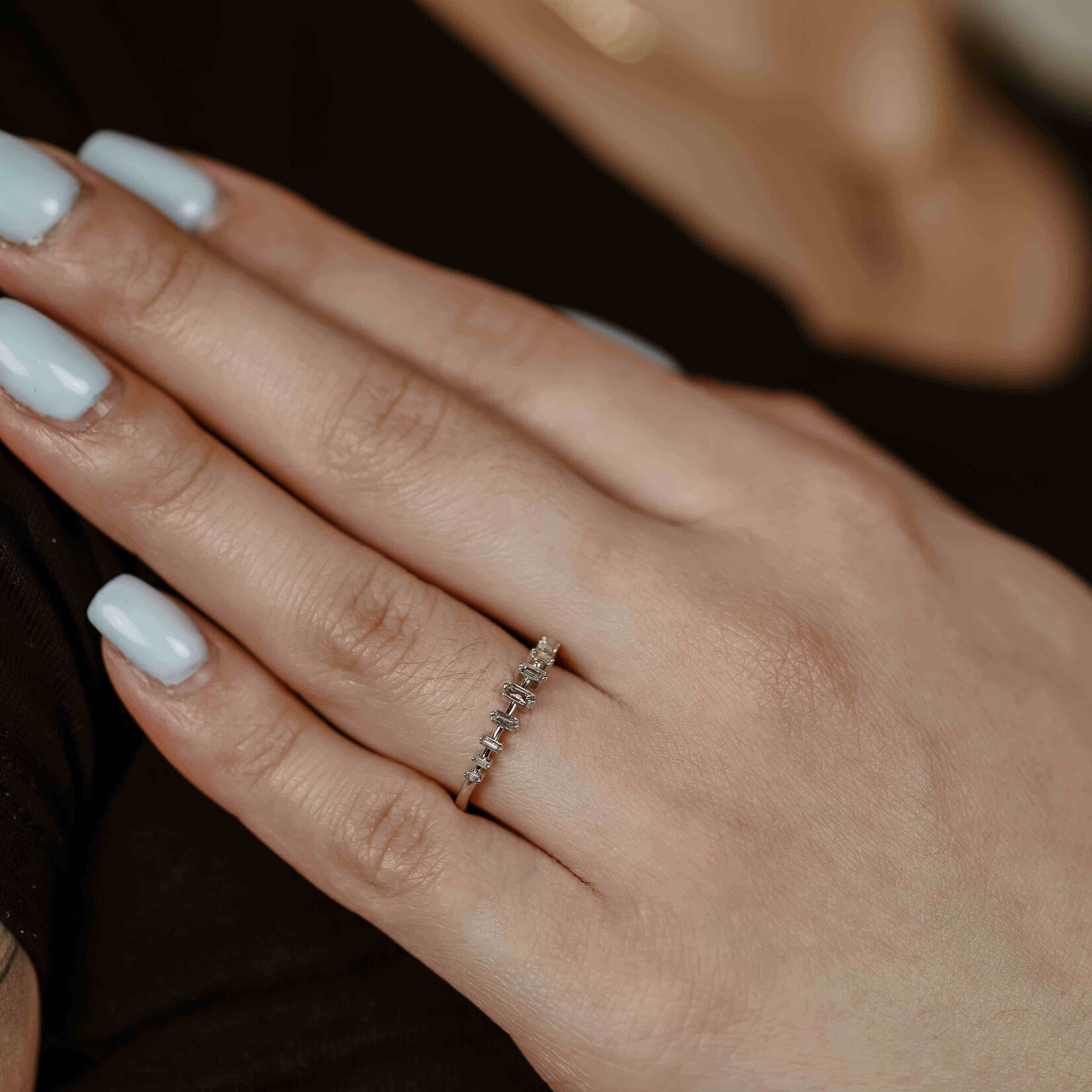 DIAmond white baguette band 14k