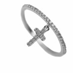 DIAmond HANG CROSS RING white 10k