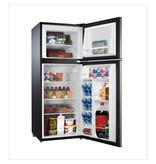 Galanz 4.6. Cu ft Two Door Mini Refrigerator with Freezer, Stainless Steel