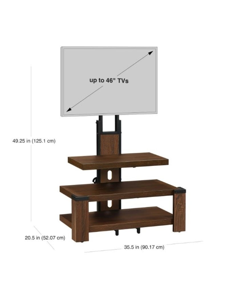 Whalen 3-Shelf Television Stand with Floater Mount for TVs up to 55, Cherry