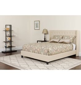 Flash Furniture Riverdale Full Size Tufted Upholstered Platform Bed in Beige Fabric