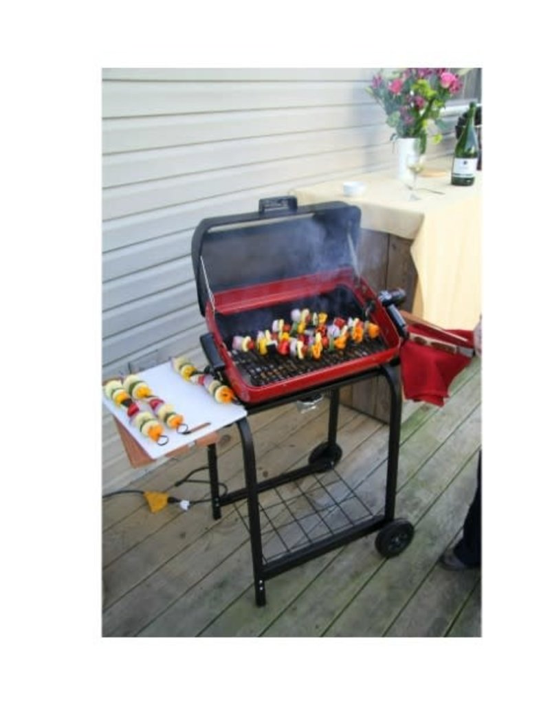 Americana Electric Cart Grill with Folding Side Tables and Wire Shelf