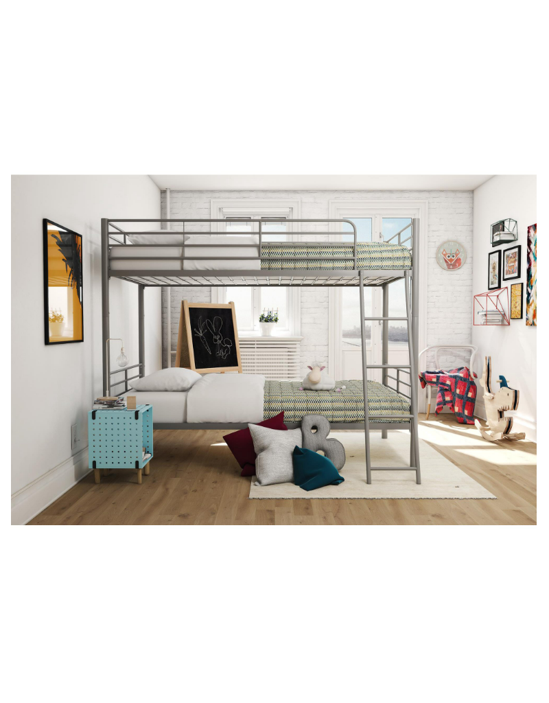 Mainstays Twin Over Twin Convertible Bunk Bed, Silver