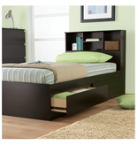 Mainstays Mates Storage Bed with Bookcase Headboard, Twin, Cinnamon Cherry Finish