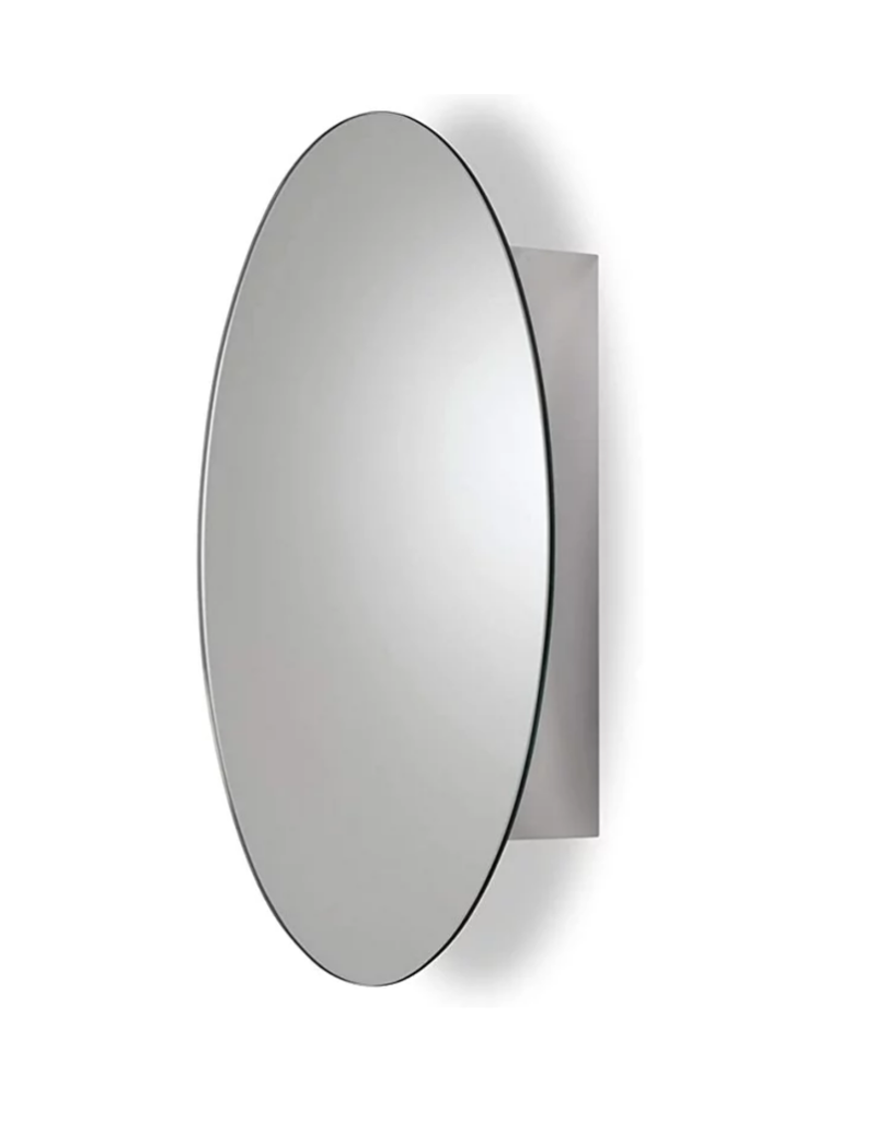 Croydex, Wall Mounted, Tay Oval, Stainless-Steel, Mirror Medicine Cabinet, - 17 x 12 x 4
