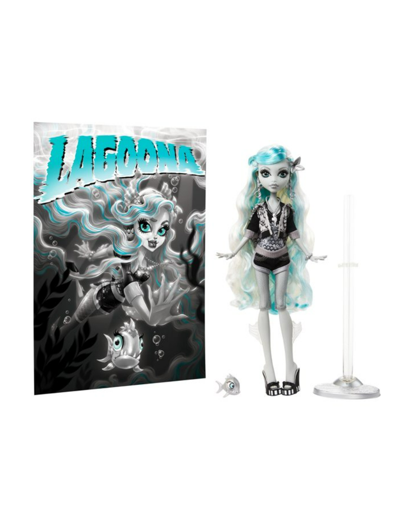 Monster High Doll with Posters, Lagoona Blue in Black and White