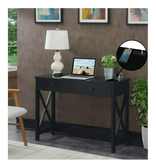 Convenience Concepts Oxford 1 Drawer 42 inch Desk with Charging Station, Black