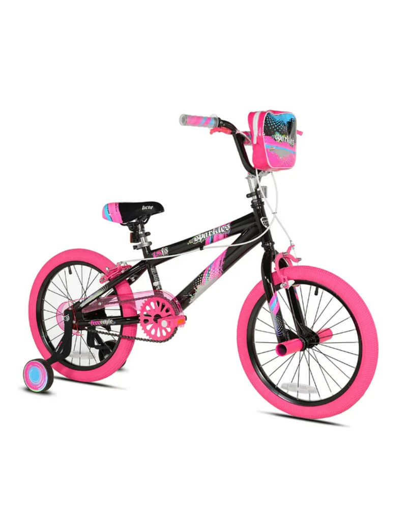 Kent Bicycles 18 inch Girls Sparkles Bicycle, Black and Pink