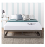 Mellow Ace of Base 12 Round Metal Platform Bed with Steel Slats, Champagne Grey, Twin