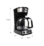 Total Chef 12 Cup Coffee Maker with Reusable Filter, Programmable Coffee Machine Black